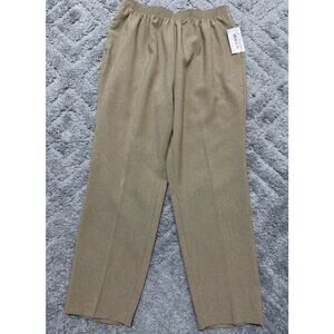 New Alia Pull On Elastic Waist Pants Sz 14 Petite High Rise Heather Taupe